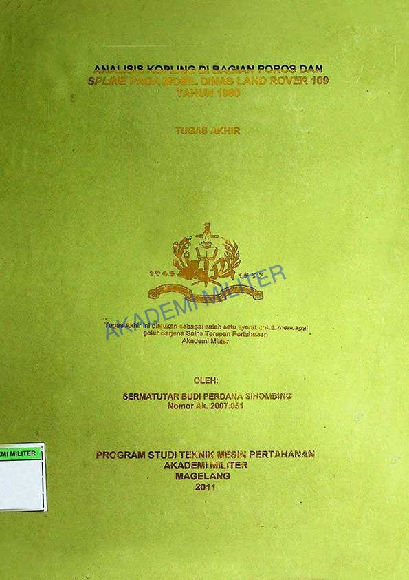 ANALISIS KOPLING DI BAGIAN POROS DAN SPLINE PADA MOBIL DINAS LAND ROVER 109 TAHUN 1980